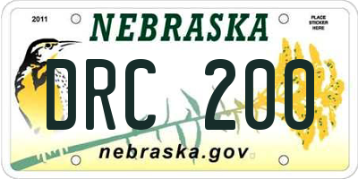 NE license plate DRC200