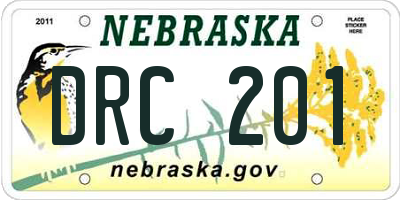 NE license plate DRC201