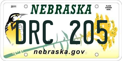 NE license plate DRC205