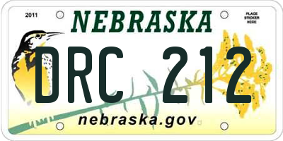 NE license plate DRC212