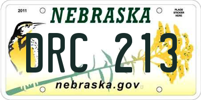 NE license plate DRC213