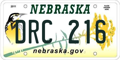 NE license plate DRC216