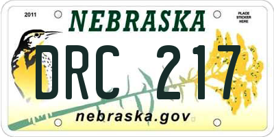 NE license plate DRC217