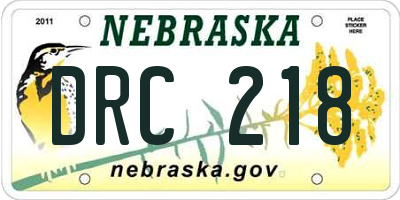 NE license plate DRC218