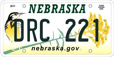 NE license plate DRC221