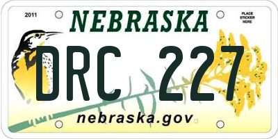 NE license plate DRC227