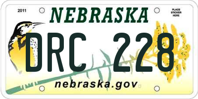 NE license plate DRC228