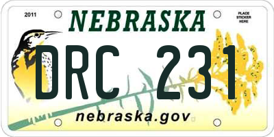 NE license plate DRC231