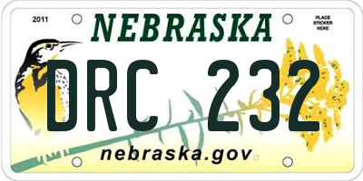 NE license plate DRC232