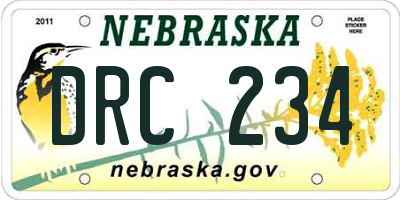 NE license plate DRC234