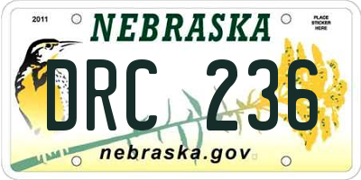 NE license plate DRC236