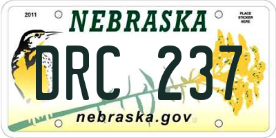NE license plate DRC237