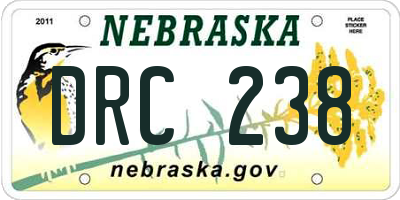 NE license plate DRC238