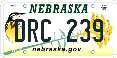 NE license plate DRC239