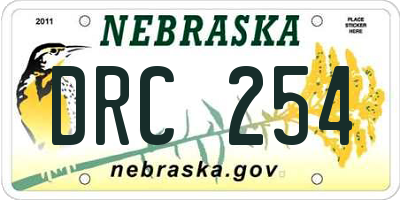 NE license plate DRC254