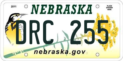 NE license plate DRC255
