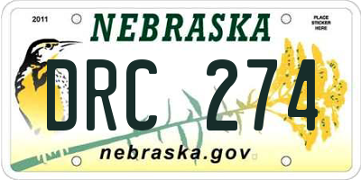NE license plate DRC274