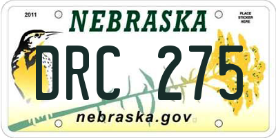 NE license plate DRC275