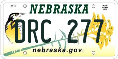 NE license plate DRC277