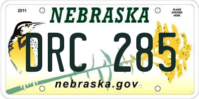 NE license plate DRC285