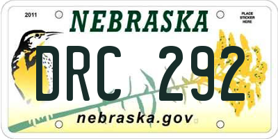 NE license plate DRC292