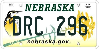 NE license plate DRC296
