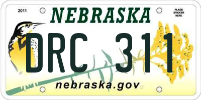NE license plate DRC311