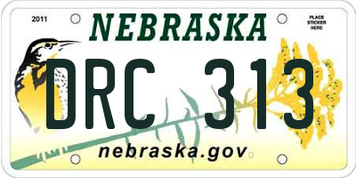 NE license plate DRC313
