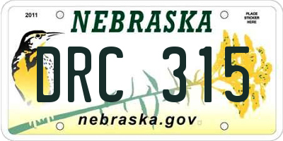 NE license plate DRC315