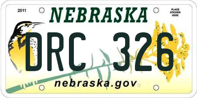 NE license plate DRC326