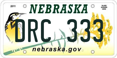 NE license plate DRC333