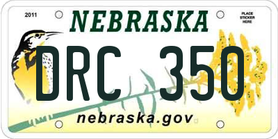 NE license plate DRC350