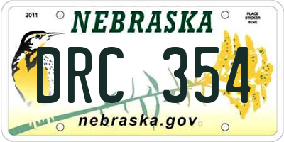 NE license plate DRC354
