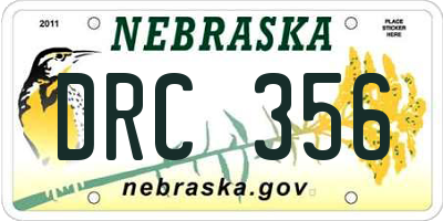 NE license plate DRC356