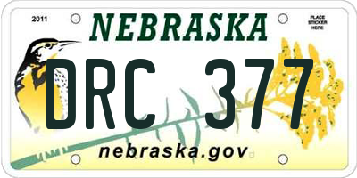 NE license plate DRC377