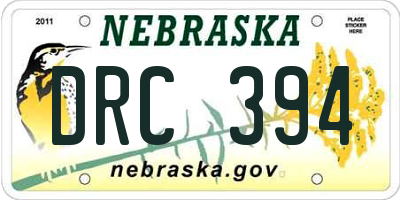 NE license plate DRC394