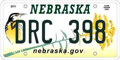 NE license plate DRC398
