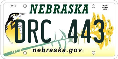 NE license plate DRC443