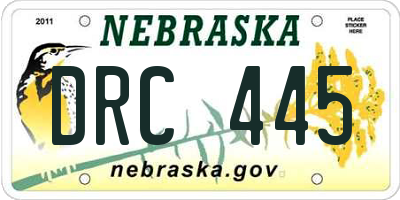 NE license plate DRC445