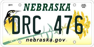 NE license plate DRC476