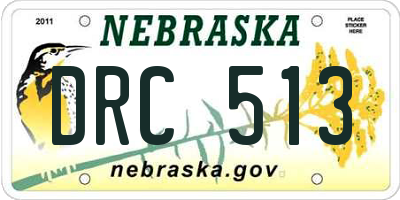 NE license plate DRC513