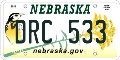 NE license plate DRC533