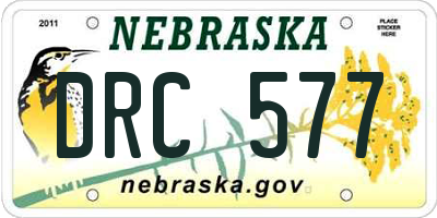 NE license plate DRC577