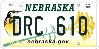 NE license plate DRC610