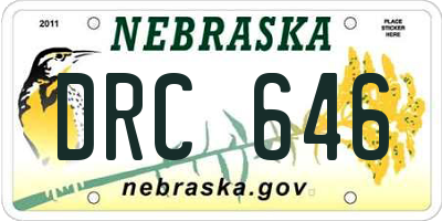 NE license plate DRC646
