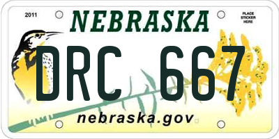 NE license plate DRC667