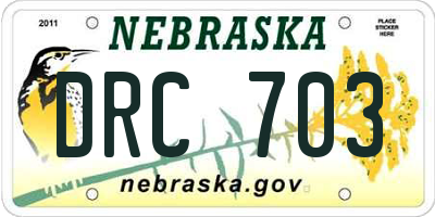 NE license plate DRC703
