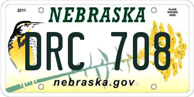 NE license plate DRC708