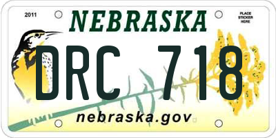 NE license plate DRC718