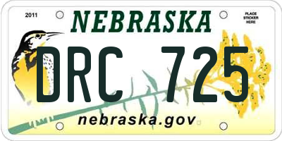 NE license plate DRC725
